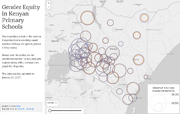 Screenshot of map of Gender equity in Kenyan Primary Schools